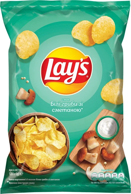 Чипсы Lay's MAX Белых грибов со сметаной 120 г (4823063125475)