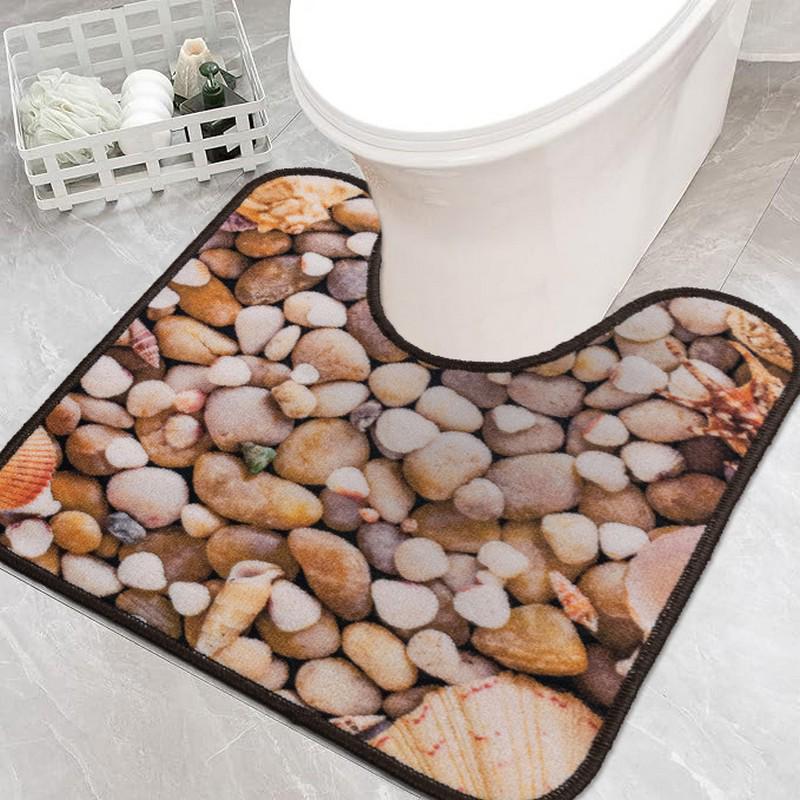 Килимок для туалету Print 203-1 на гумовій основі 57х60 см Коричневий/Бежевий (77117822)