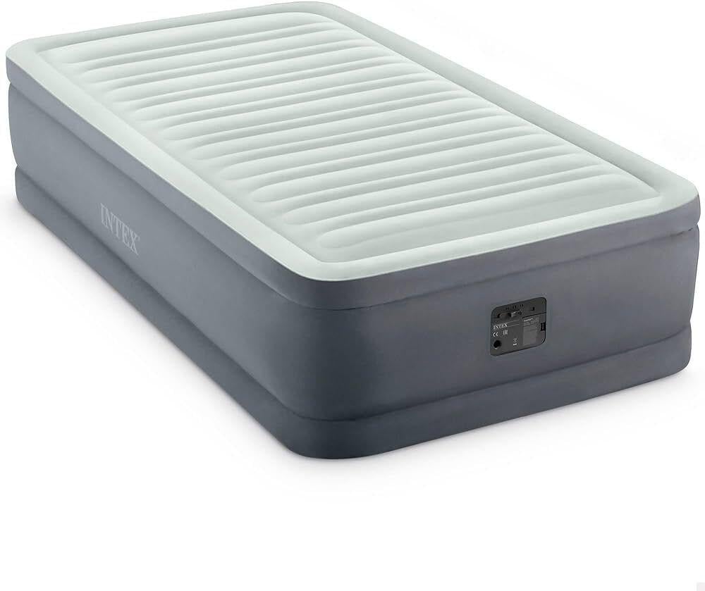 Матрас надувной Intex одноместный встроенный насос Gray (150517)
