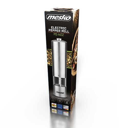 Мельница для перца и специй Mesko MS 4432 электрический регулируемый помол Серебристый (612236) - фото 7 Мельница для перца и специй Mesko MS 4432 электрический регулируемый помол Серебристый (612236) - фото 7