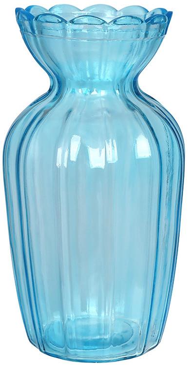 Ваза стеклянная настольная Flower Glass Ø 9х20 см Голубой