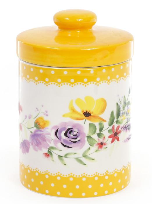 Банка керамическая Акварель 700 мл с керамической крышкой Желтый (BD-DK0091-D)