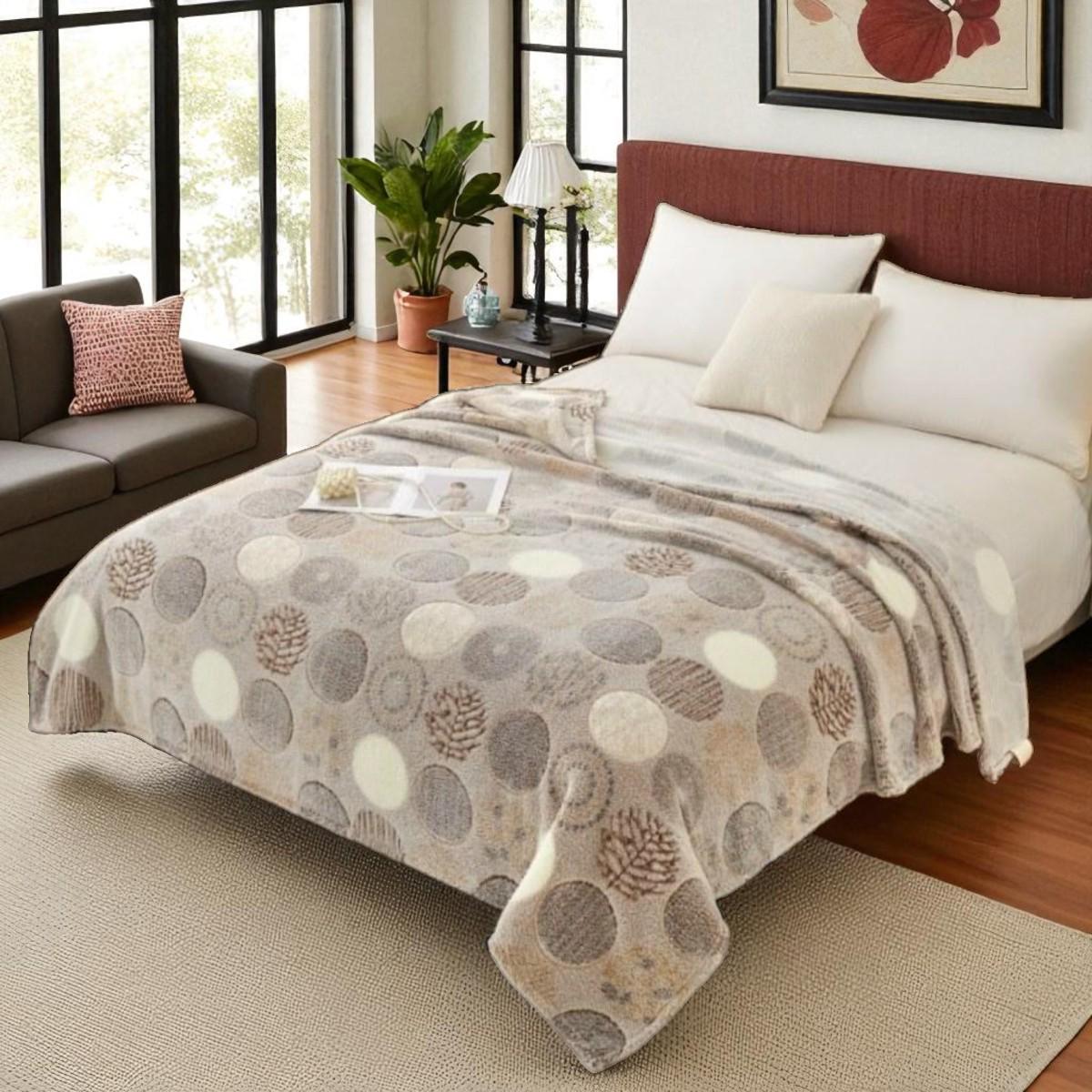 Плед Koloco стрижка вибитий малюнок кола на коричневому євро 220х240 см (40339) - фото 2