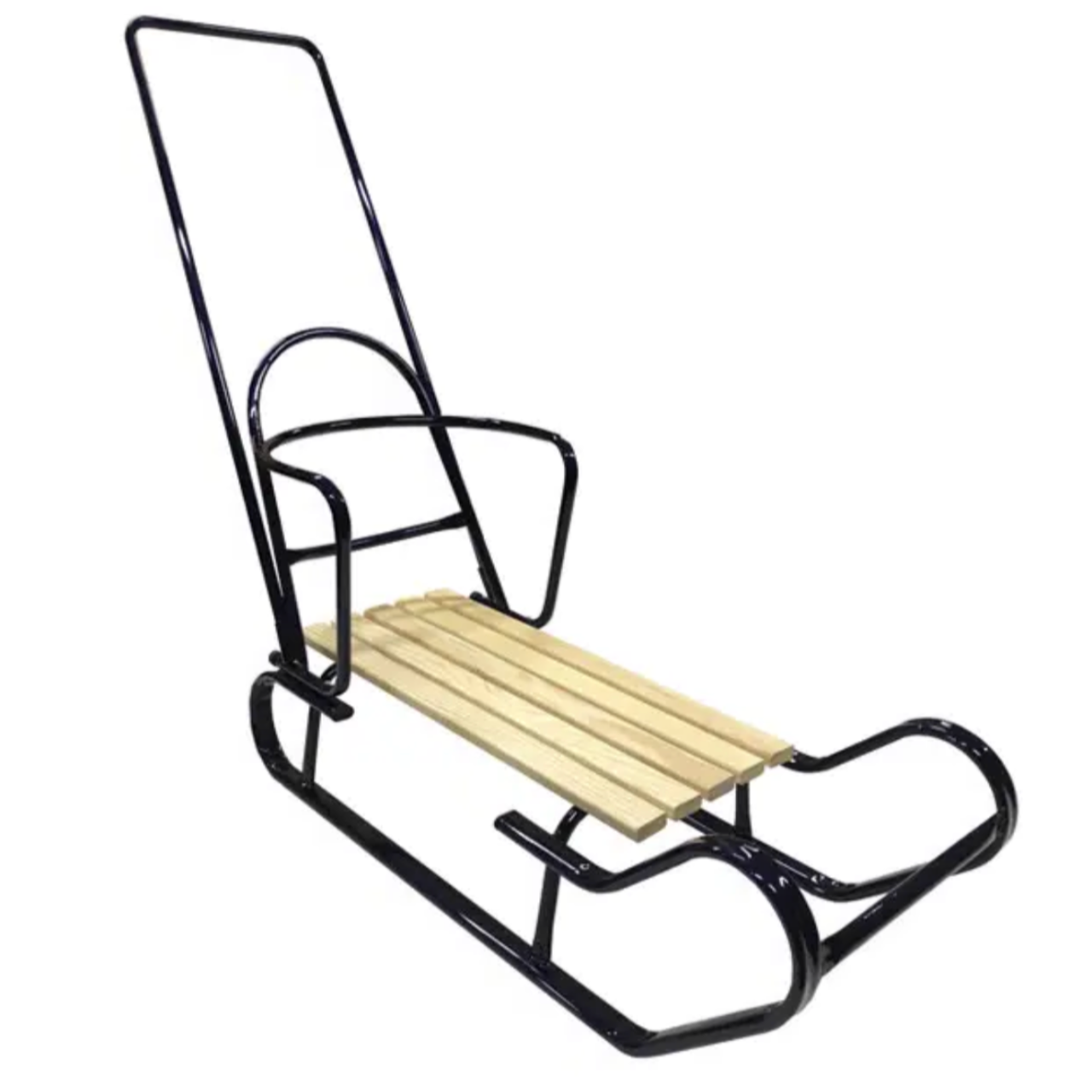 Санки детские Мрія Королевские Lux с ручкой толкателем Черный