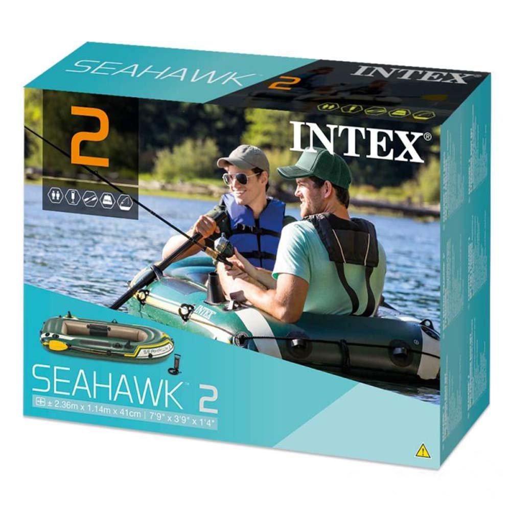 Лодка двухместная надувная с веслами и насосом Intex Seahawk 2 до 240 кг 236х114х41 см - фото 4