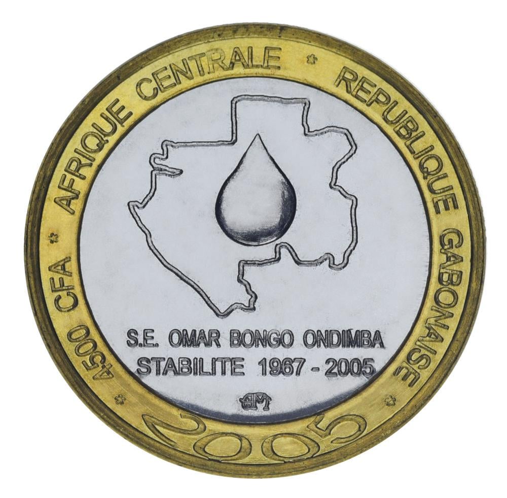Коллекционная монета Габон 4500 франков 2005 Биметалл AU-UNC (М02038)