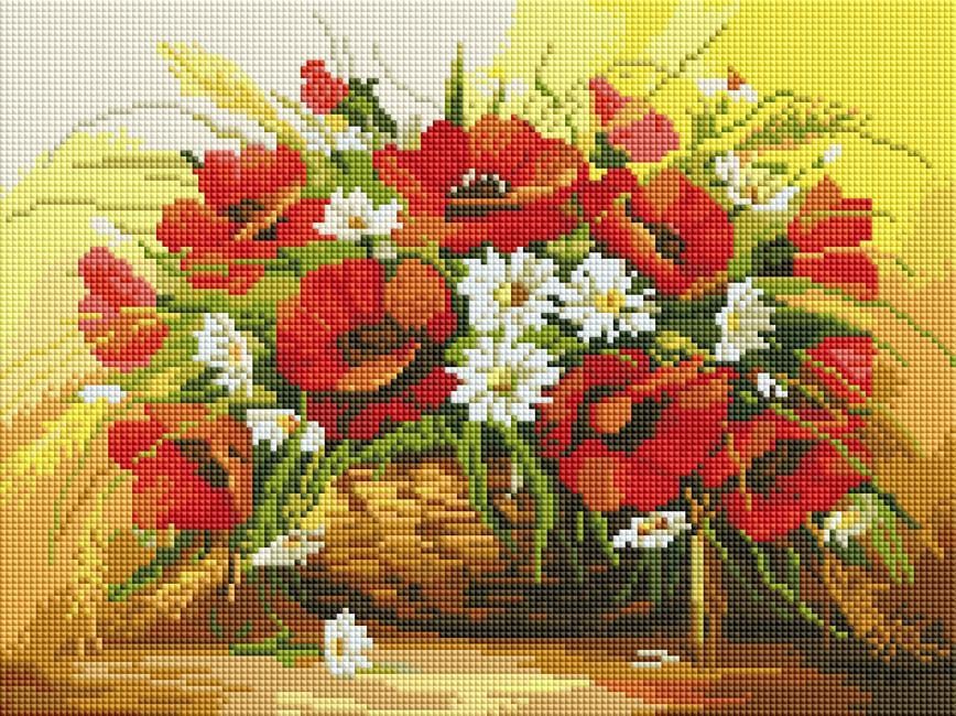 Набор алмазной вышивки ColorArt Букет маков с ромашками (ST416)