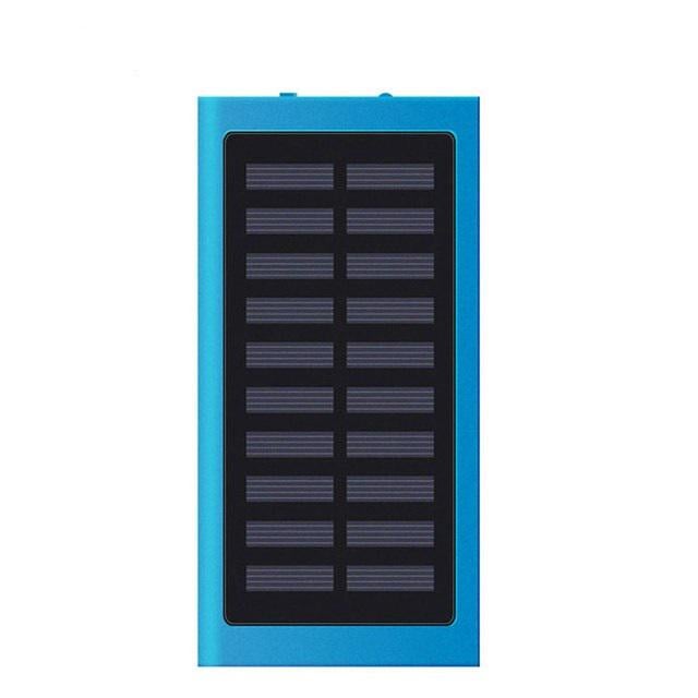 Повербанк MICRO 3xUSB Li-poly 20000 mAh 2,1 А з сонячною панеллю та ліхтариком Блакитний