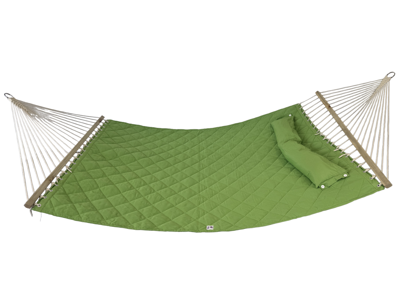 Гамак двухместный с планками и съемной подушкой WCG SOFT садовый подвесной для отдыха XXL 200x140 Зеленый (H05-31)