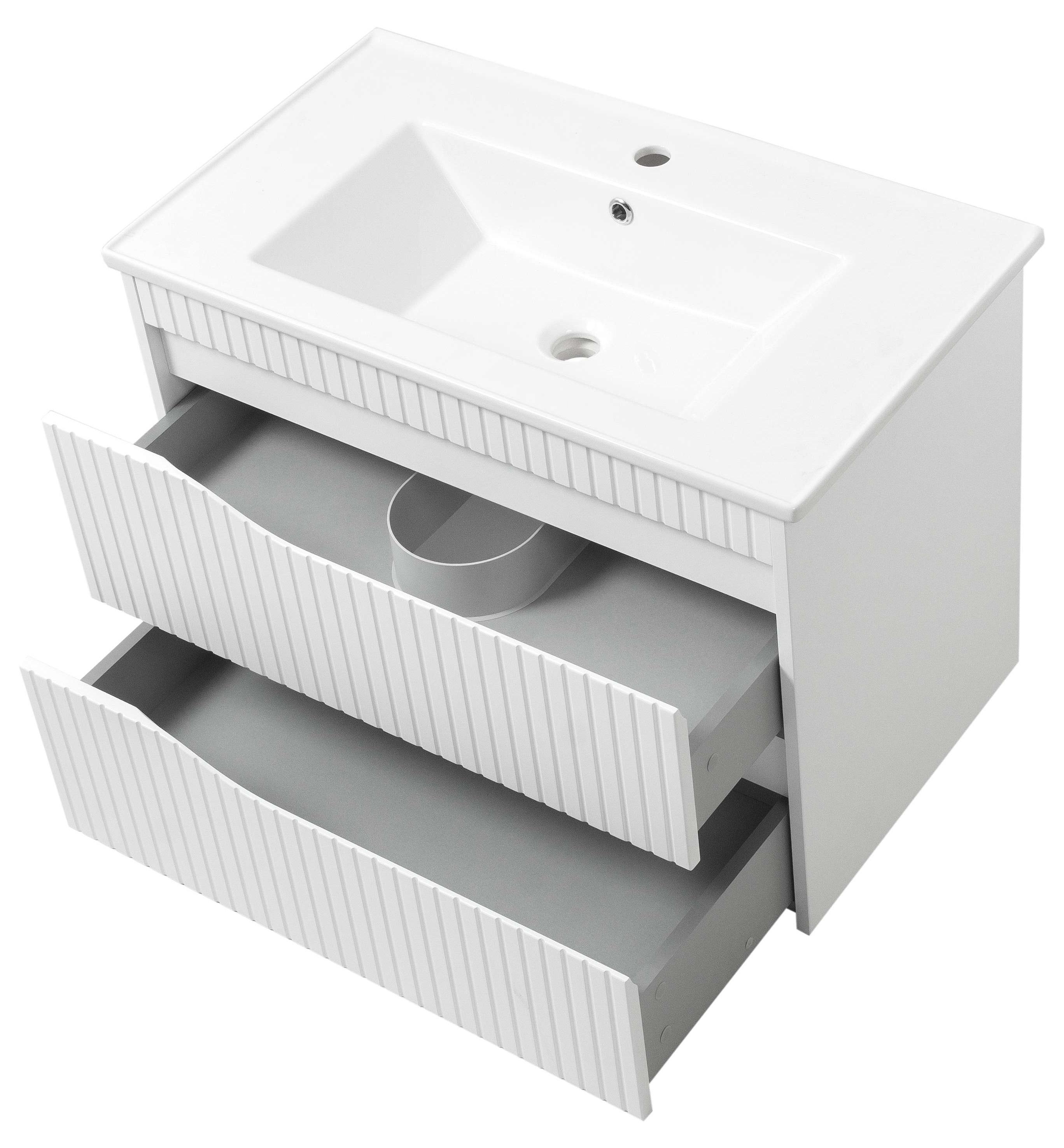Тумба ЮВВИС Florence ТП-2 Д с умывальником Vesta 80 см Белый матовый (UVV086) - фото 2