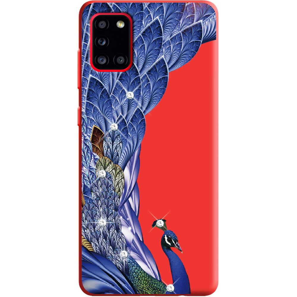 Чохол Boxface Samsung A315 Galaxy A31 Павич зі стразами Червоний силікон  (39470-rs7-39892)