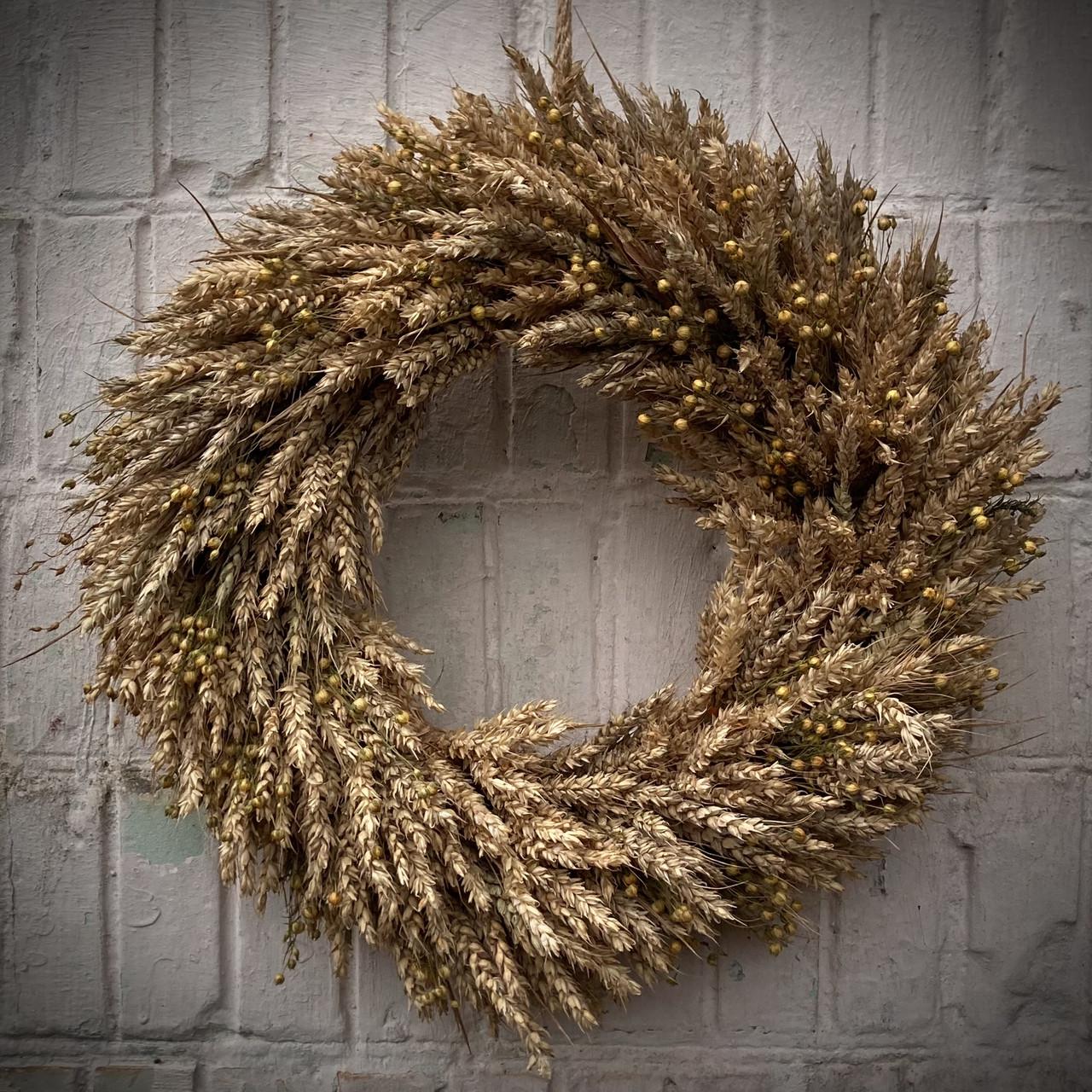 Интерьерный венок из колосков на рождество 40 см .