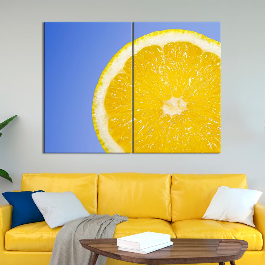 Настенний декор Яркий жёлтый лимон на голубом фоне 111x81 см (A341-2)