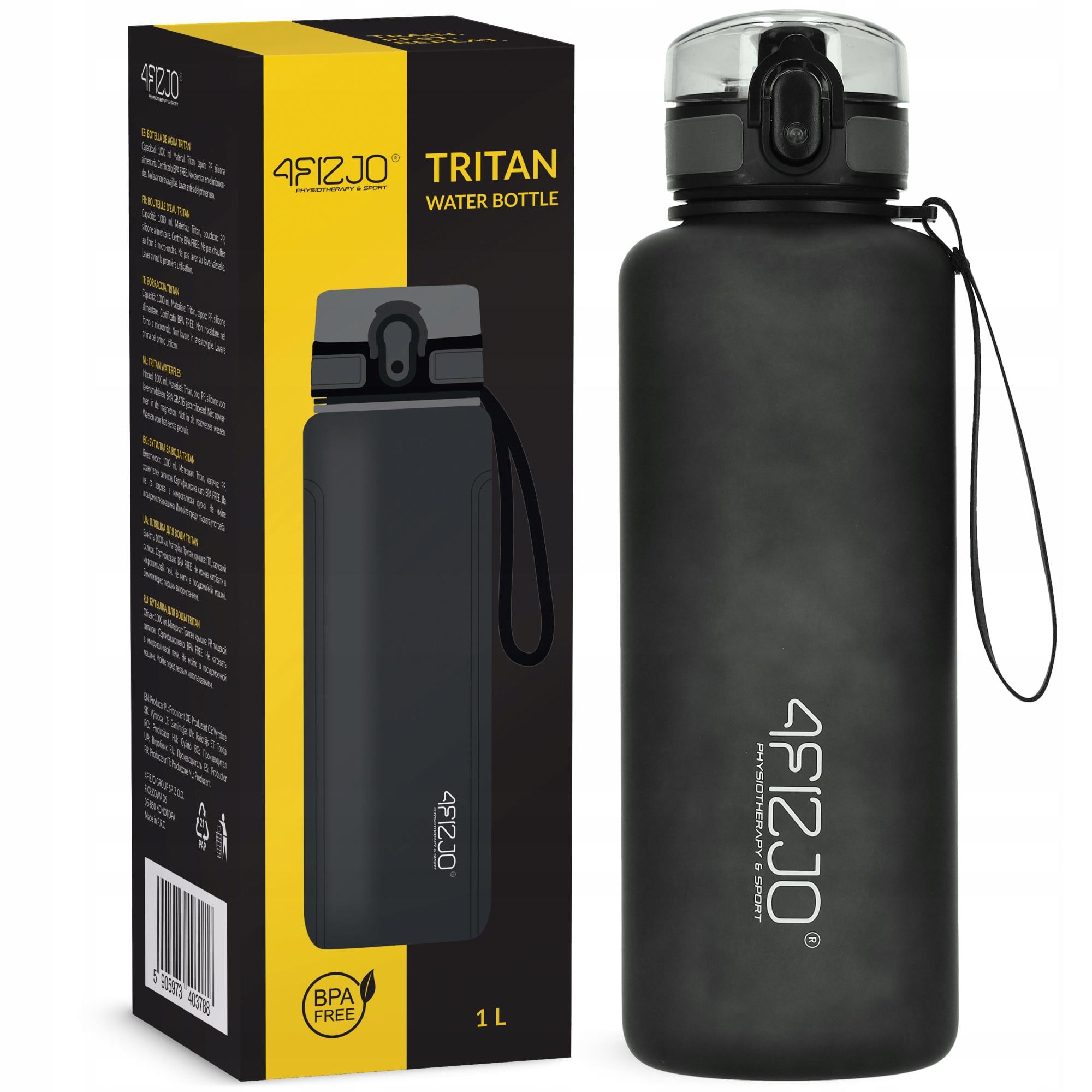 Бутылка для воды спортивная 4FIZJO 1000 мл Black (P-5905973403788) Бутылка для воды спортивная 4FIZJO 1000 мл Black (P-5905973403788)