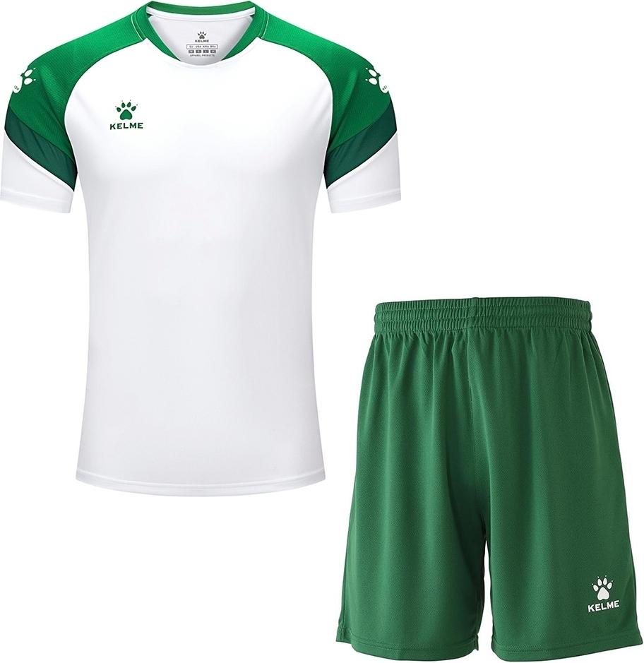 Комплект футбольной формы KELME BRAVO 9105_8351ZB1143. 9311 XL Бело-зеленый (48352-53)