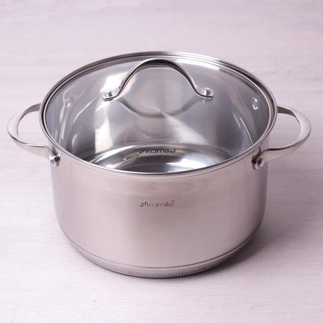 Каструля Kamille KM-4724S Нержавіюча сталь 6,5 л Сірий (1860520981)