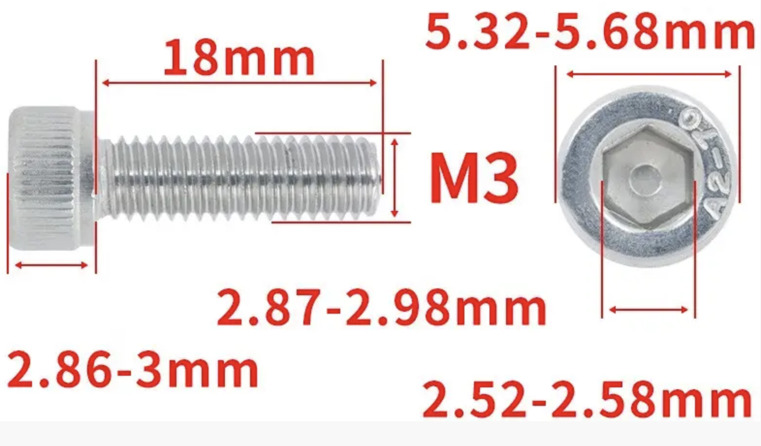 Винт с шестигранной головкой DIN912 M3x18 мм (DIN912_m3_18) - фото 2