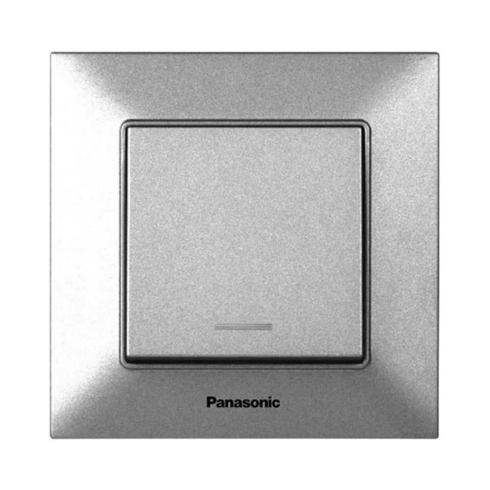 Выключатель проходной Panasonic Arkedia Slim с подсветкой Серебристый (19036-е)