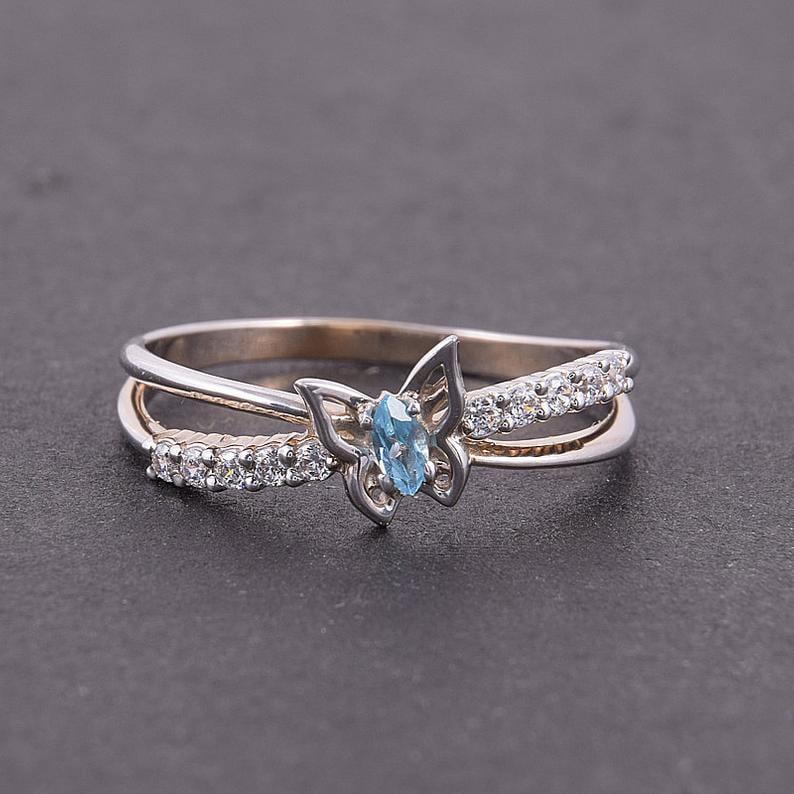 Кільце з білого золота з топазом (2245157227)