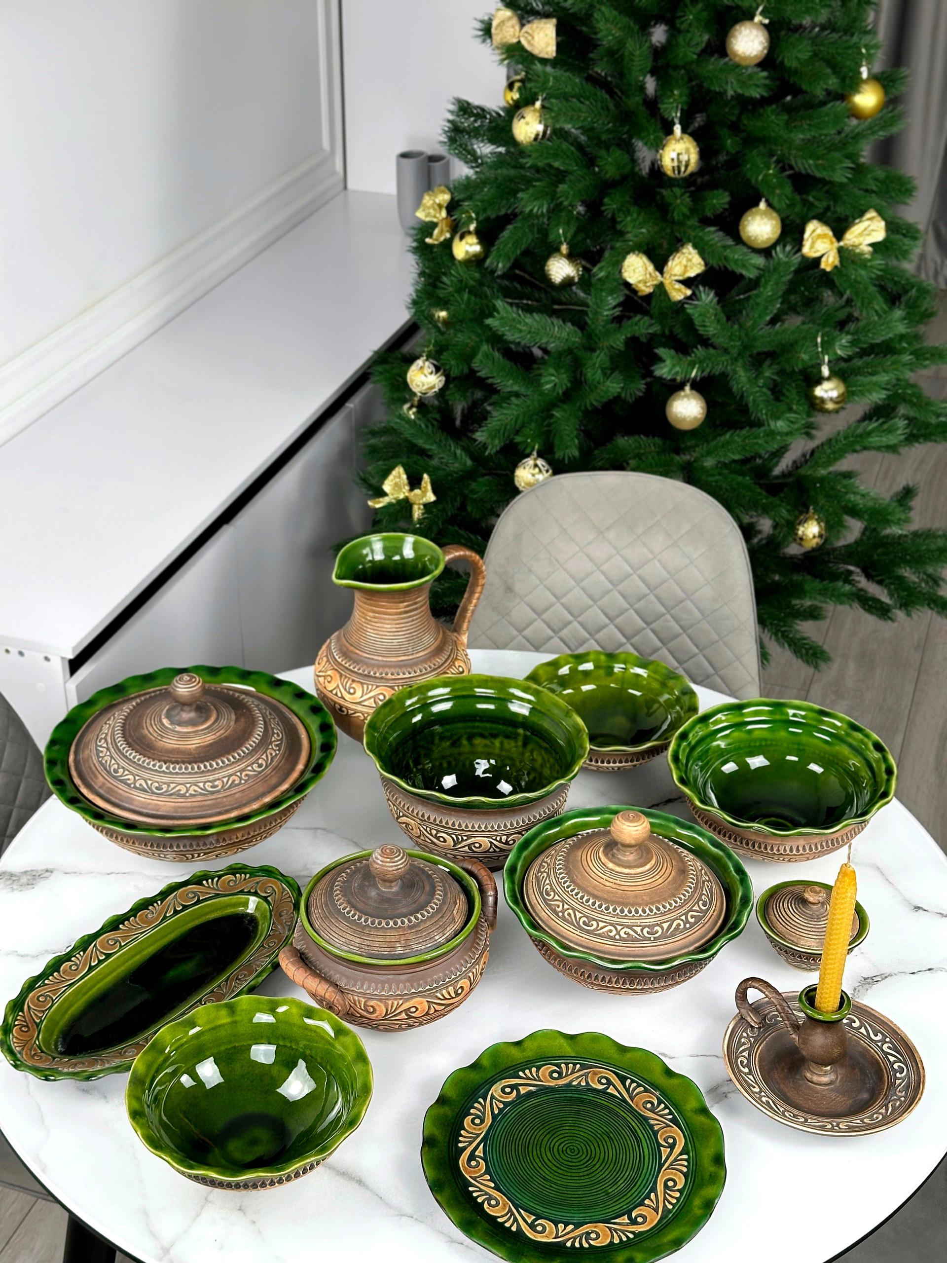 Набор глиняной посуды Рождественский Двенадцать блюд Гражда на 6 человек Коричневый (17019-37) - фото 9 Набор глиняной посуды Рождественский Двенадцать блюд Гражда на 6 человек Коричневый (17019-37) - фото 9