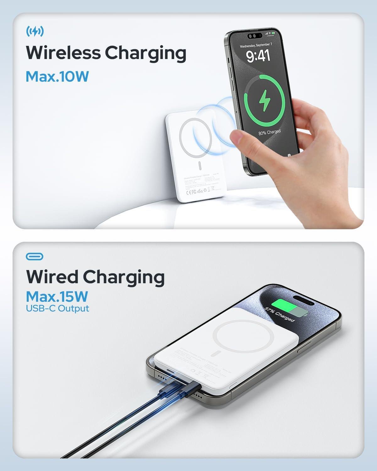 Повербанк магнитный MagSafe 5000 mAh для iPhone Air/17/16/15/14/13/12 White - фото 5