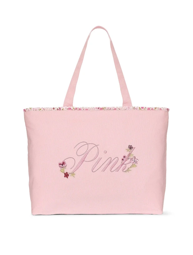 Женская сумка шоппер Victoria's Secret Floral Canvas Tote Bag (22599599488161)