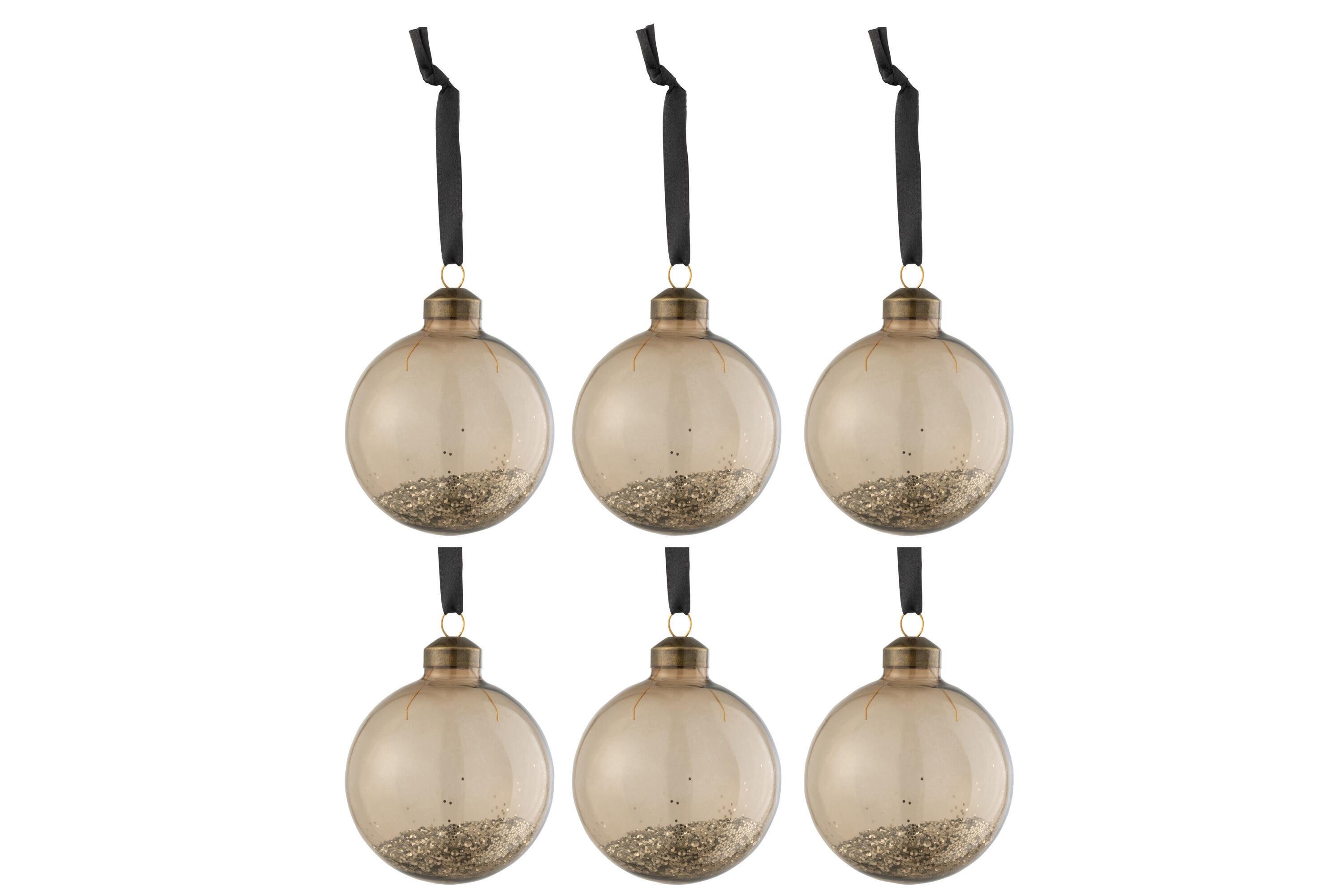 Шары новогодние J-LINE с глиттером d 8 см Коричневый (1808)