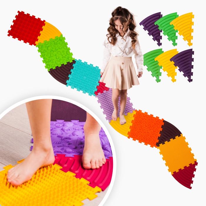 Ковер массажный ортопедический Ортек 6 эл. и 6 треугольников 28х28 см