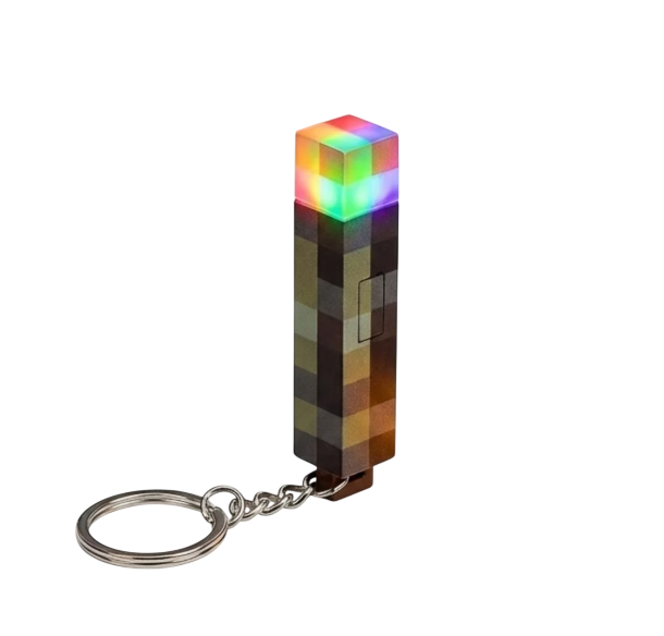 Брелок фонарик на ключе в стиле факела Minecraft с аккумулятором rgb 7 цветов/USB в коробочке (2901420415)