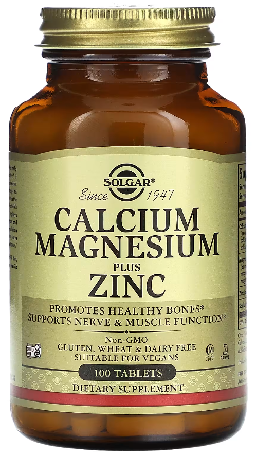 Кальций Магний Цинк Solgar Calcium Magnesium Plus Zinc 100 таблеток