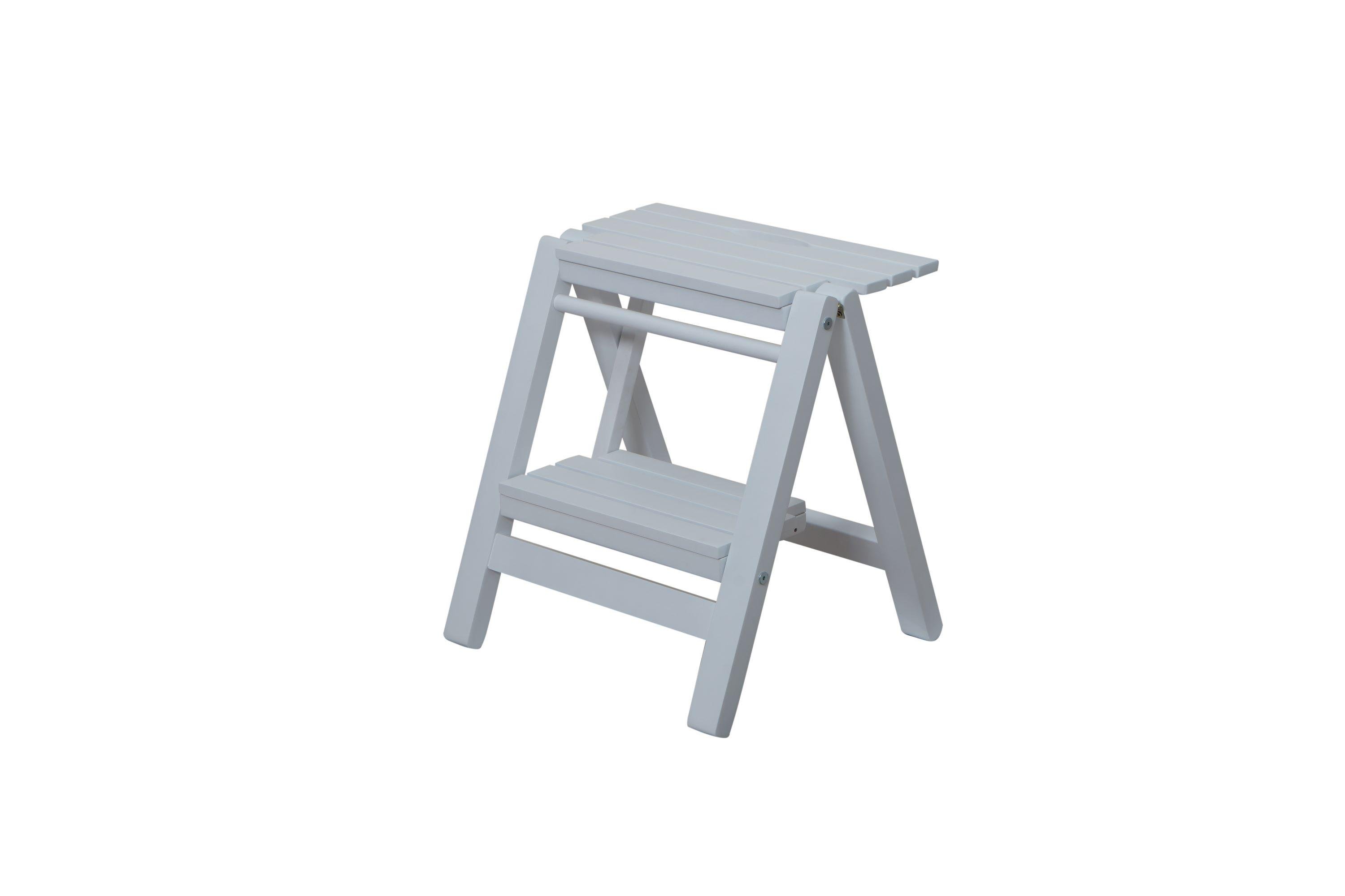 Табурет-драбина Євродім 2в1 із натурального дерева Білий