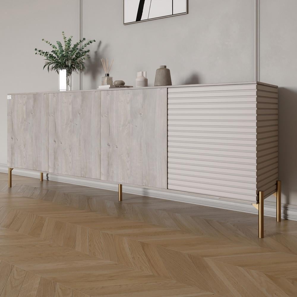 Комод на золотых металлических ножках Lion Грей 204x38x76,5 см Шварцвальд/Кашемир (Lion-042640) - фото 1 Комод на золотых металлических ножках Lion Грей 204x38x76,5 см Шварцвальд/Кашемир (Lion-042640) - фото 1