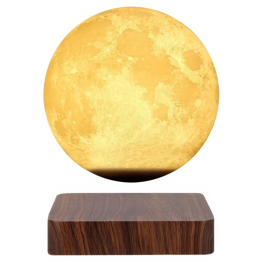 Ночник на деревянной магнитной подставке Magnetic Moon Lightt Model 2 Луна 14 см 360
