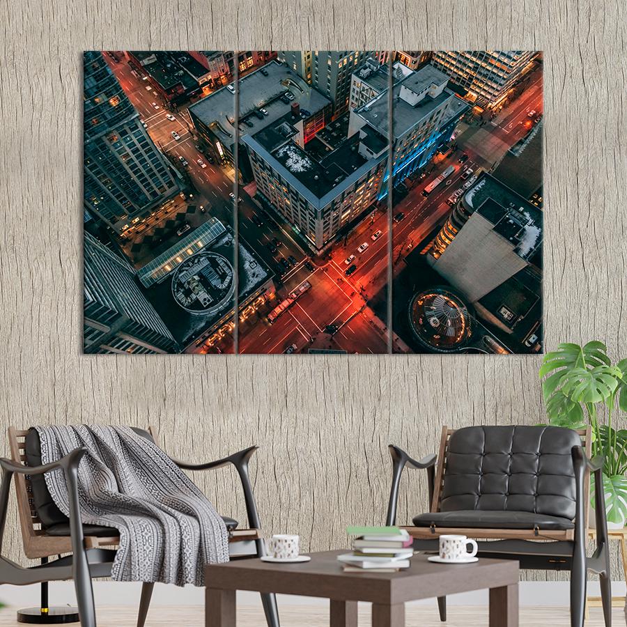 Картина город Вечер над улицами города 128x81 см (A553-3)