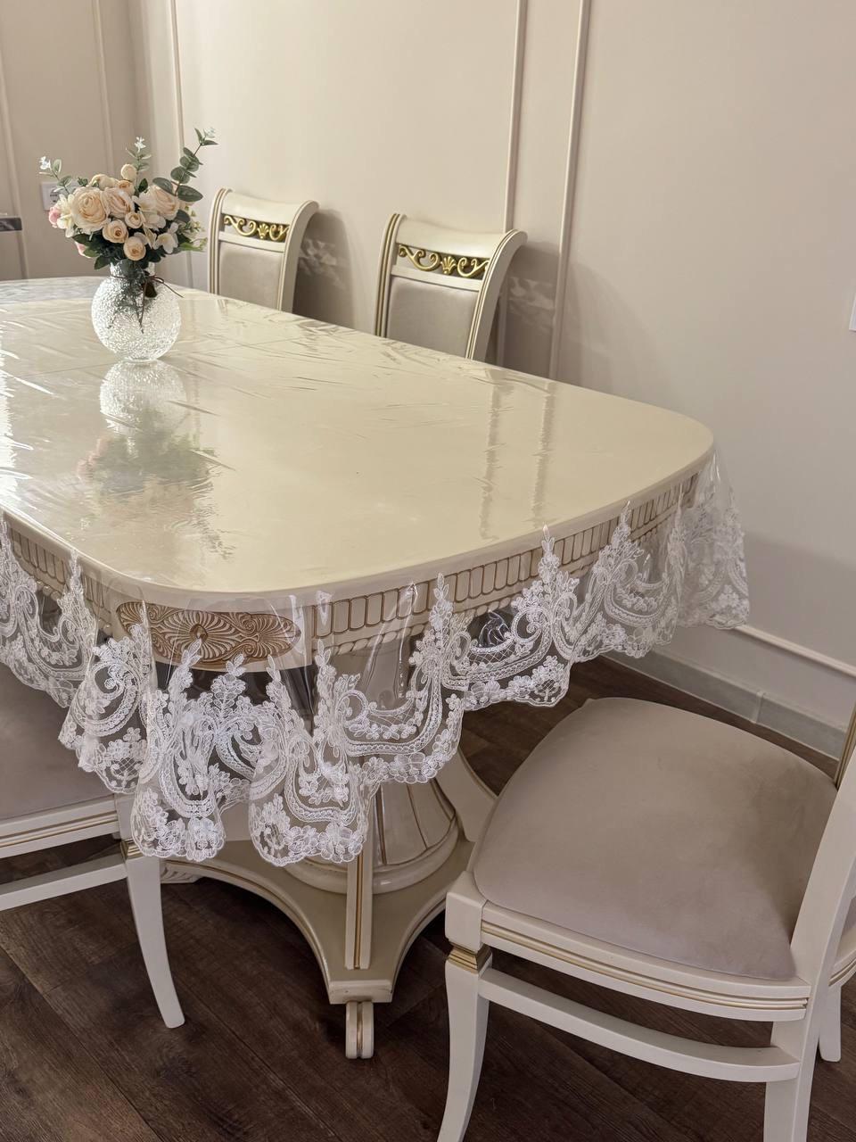 Скатерть силиконовая термостойкая прямоугольная 160x400 см Прозрачный