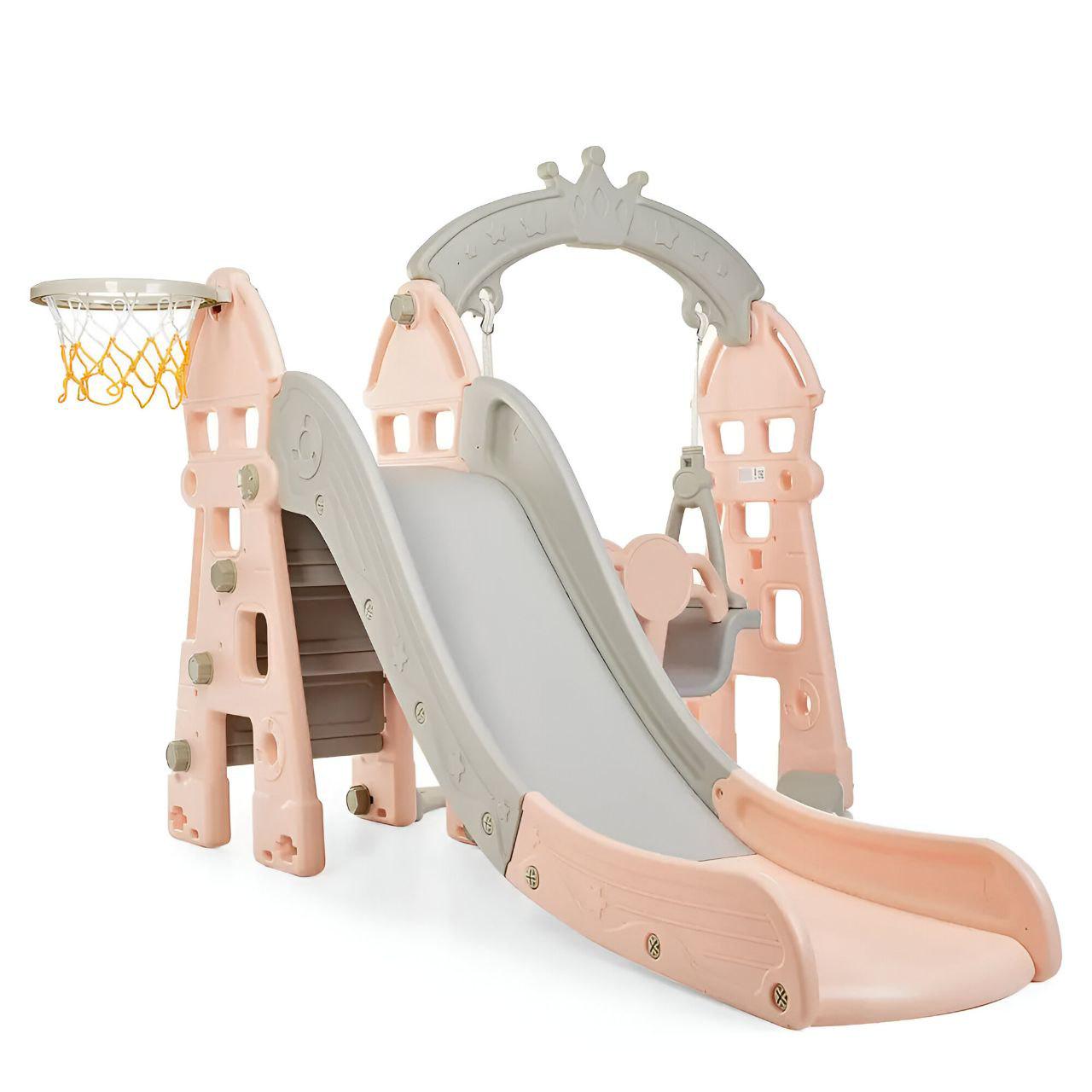 Детская горка-качалка Bambi HOUSE-8 с баскетбольным кольцом Розовый (31443216)