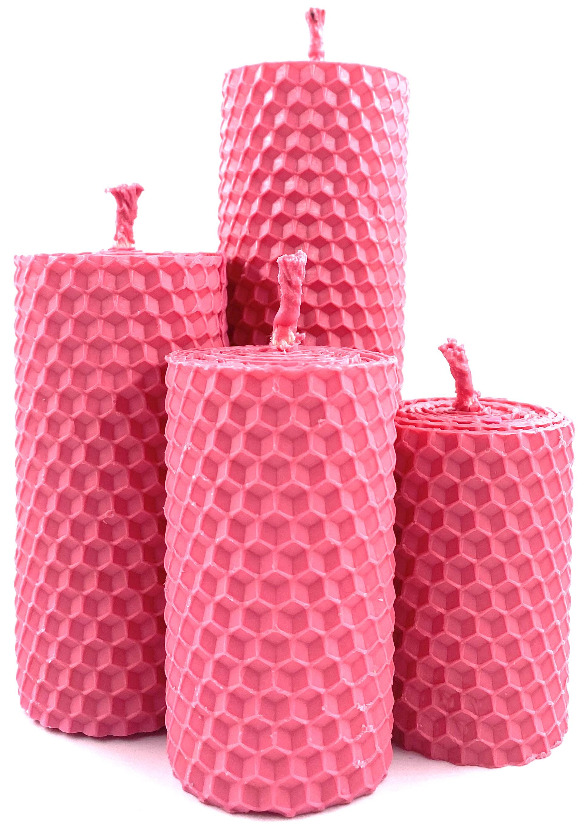 Набор 4-х декоративных свечей из натуральной вощины Ярко-розовый (1799)