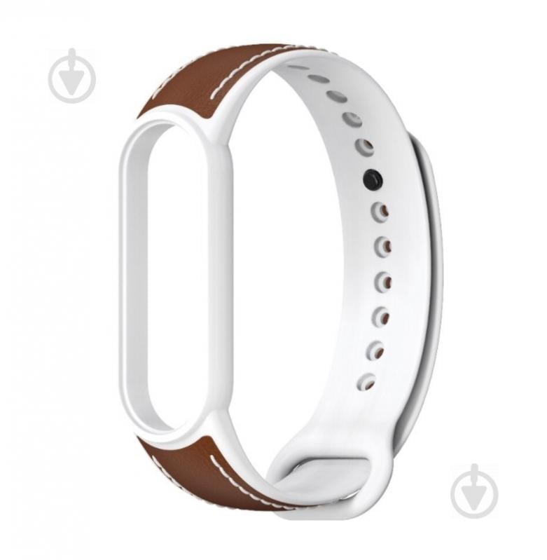 Ремешок для Xiaomi Mi Band 5 | 6 силикон + кожа MiJobs Коричнево Белый (1540704) Ремешок для Xiaomi Mi Band 5 | 6 силикон + кожа MiJobs Коричнево Белый (1540704)