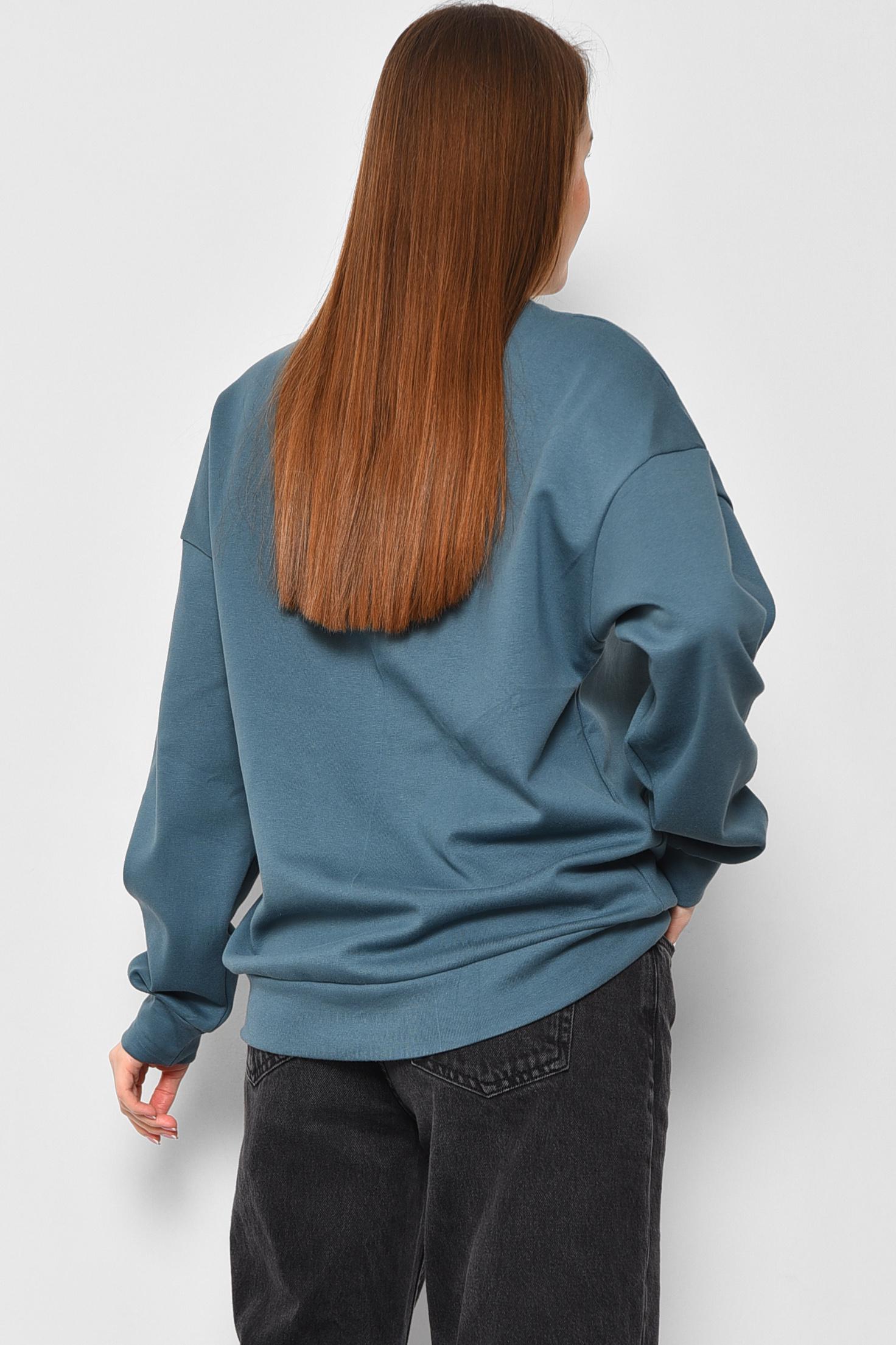 Свитшот женский полубатальный XL-2XL Темно-голубой (177434) - фото 3 Свитшот женский полубатальный XL-2XL Темно-голубой (177434) - фото 3