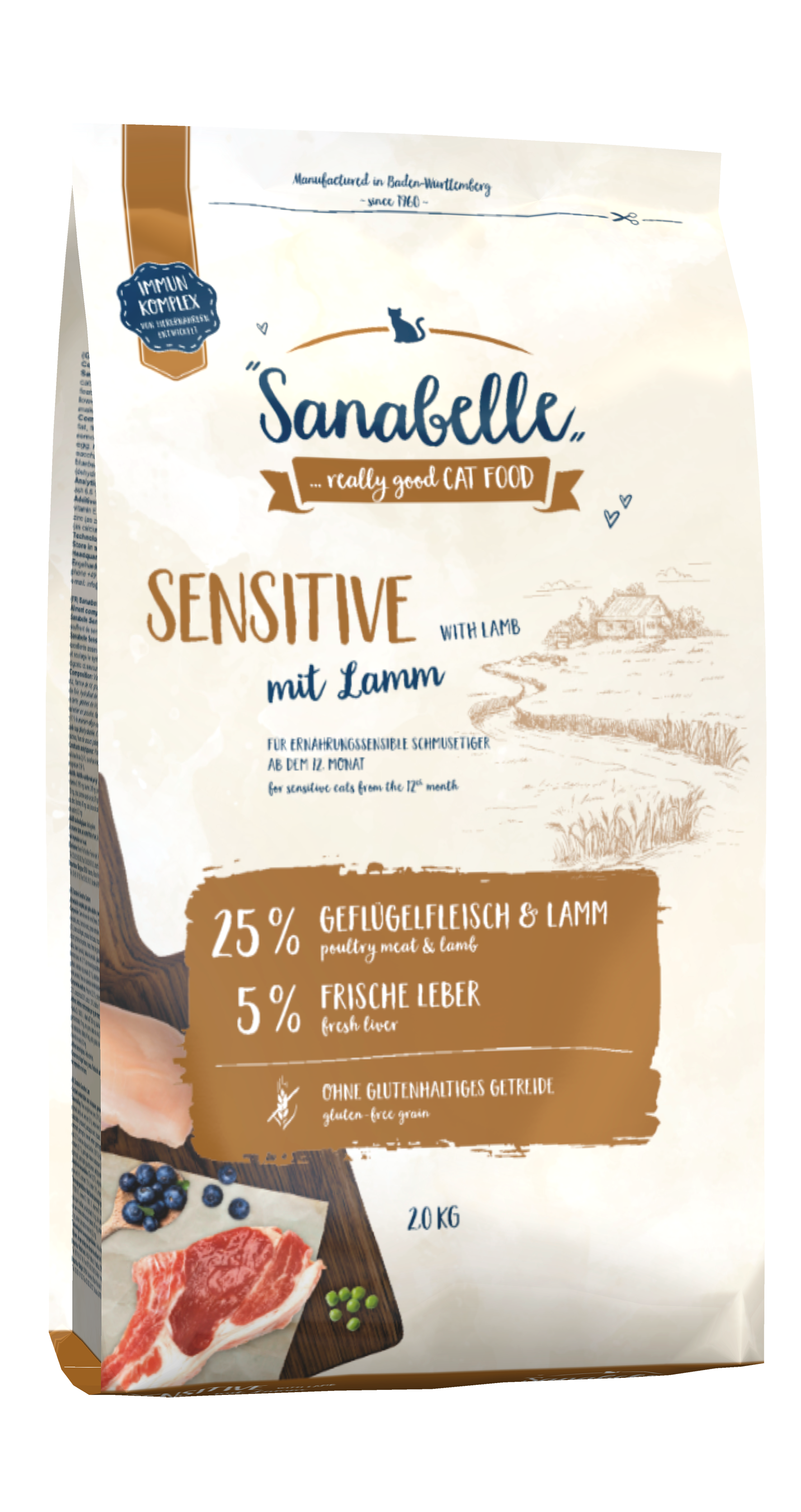 Корм сухий Sanabelle Sensitive для дорослих кішок з ягням 2 кг