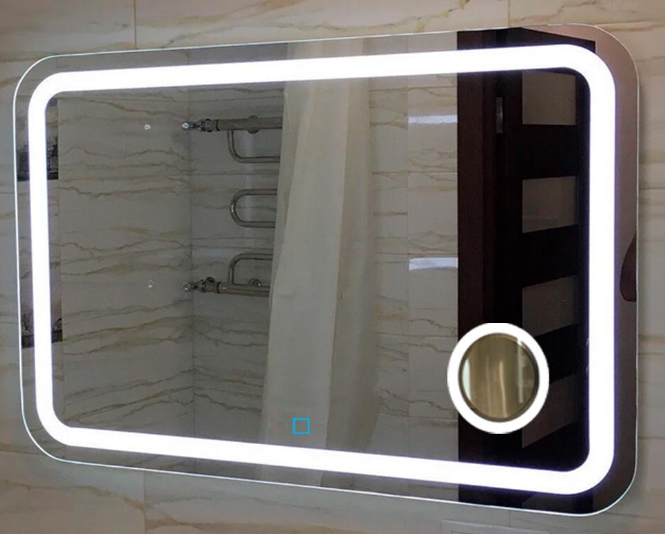 Зеркало для ванной комнаты с подсветкой LED Mirror София с линзой и сенсорным управлением 60х80 см