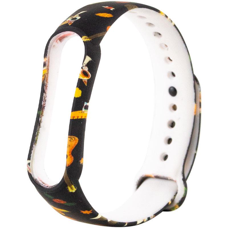 Ремінець силіконовий для Xiaomi Mi Band 5/6 Череп в сомбреро/Чорний (00000037970_43)