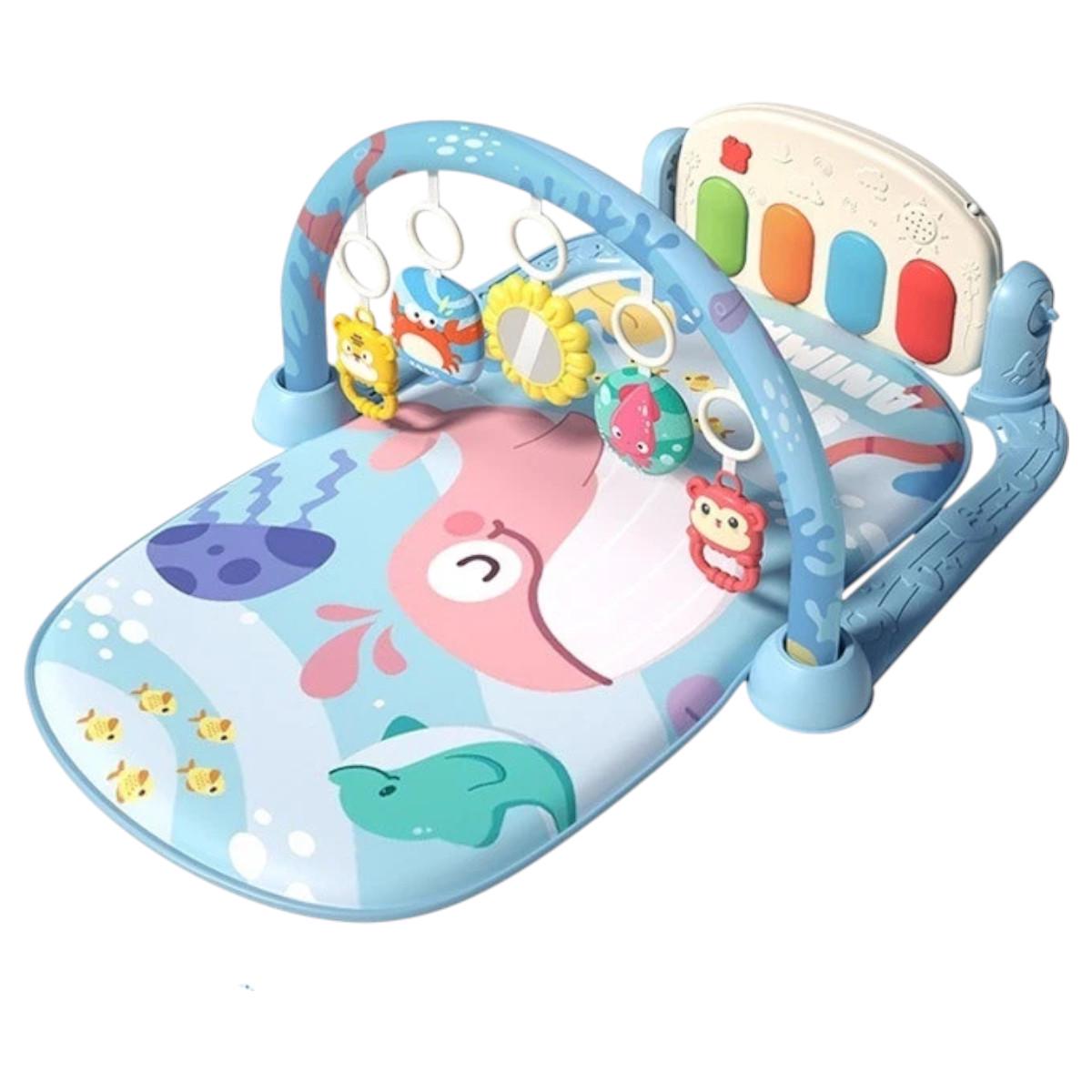 Килимок ігровий розвиваючий Aiyingle музичний для немовлят з дугою та піаніно Блакитний (668-220)