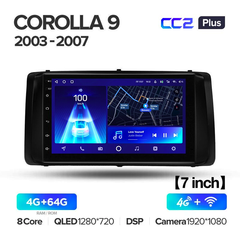 Автомагнитола штатная Teyes CC2 Plus для Toyota Corolla 9 E120 E130 2003-2007 Android CC2 PLUS 4+64G Wi-Fi+4G (1796867819) - фото 3