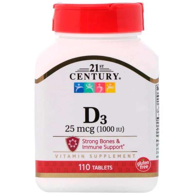 Витамины 21st Century Vitamin D3 25 мкг 1000 IU 110 таблеток