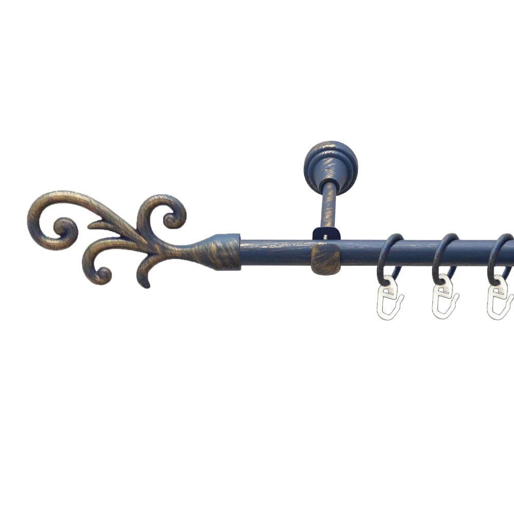 Карниз металевий Orvit Фала однорядний відкритий/гладка труба/кільце металеве Блакить Золота 16 мм 300 см (00-00009165) - фото 1