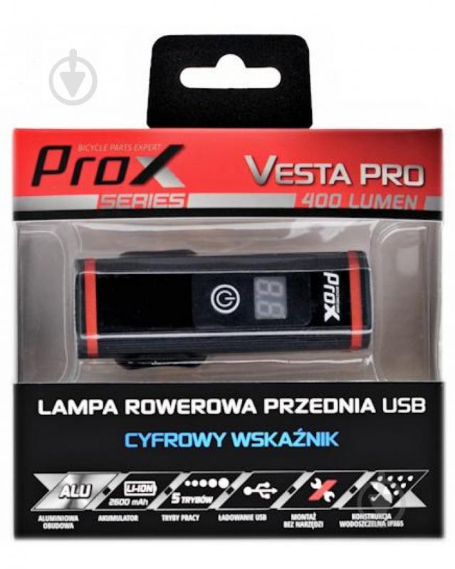 Фара передня ProX VESTA PRO 400Lm 2600mAh USB (A-O-B-P-0396) - фото 3 Фара передня ProX VESTA PRO 400Lm 2600mAh USB (A-O-B-P-0396) - фото 3