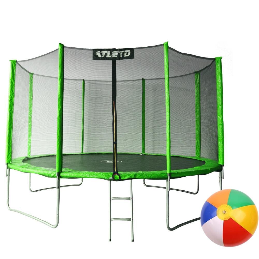 Батут детский Atleto с сеткой и стремянкой 404 см Зеленый - фото 1 Батут детский Atleto с сеткой и стремянкой 404 см Зеленый - фото 1