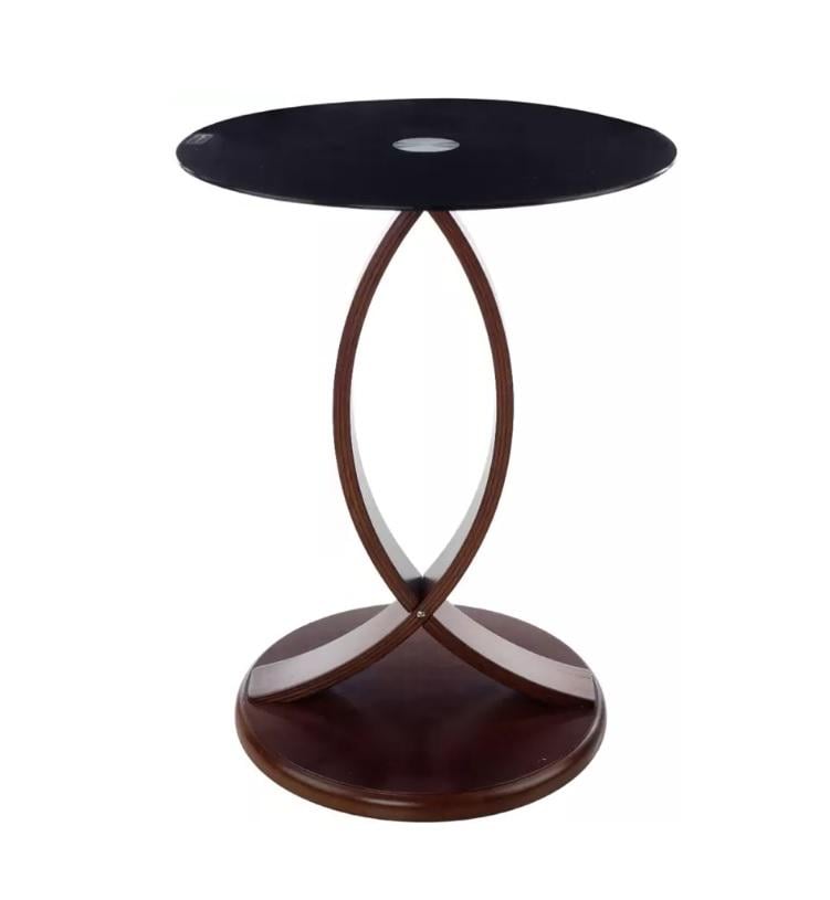 Стол стеклянный с изогнутым деревянным основанием (DA6579014)