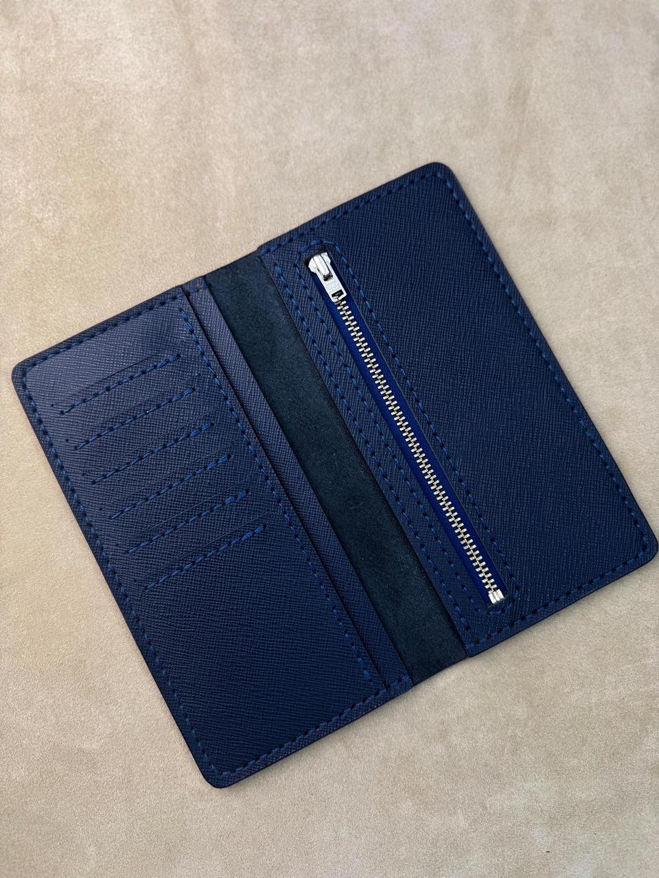 Портмоне чоловіче ручна робота з натуральної шкіри Saffiano Синій (2664154041) - фото 3 Портмоне чоловіче ручна робота з натуральної шкіри Saffiano Синій (2664154041) - фото 3